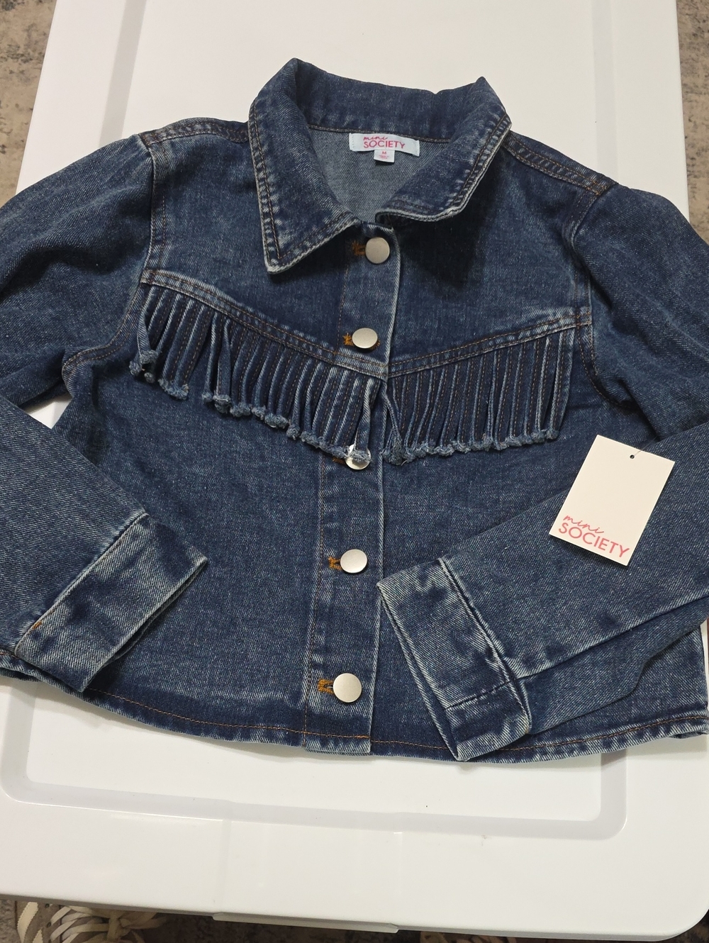Society Girls' Blue Denim Fringe Jacket